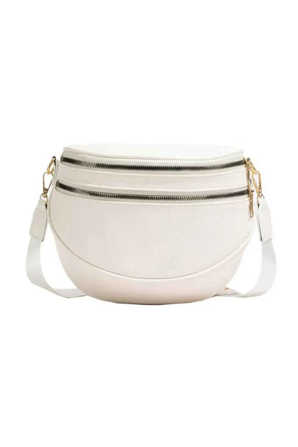 Cinnamon PU Leather Double Zipper Crossbody Bag 28a9c35f3e6f572c
