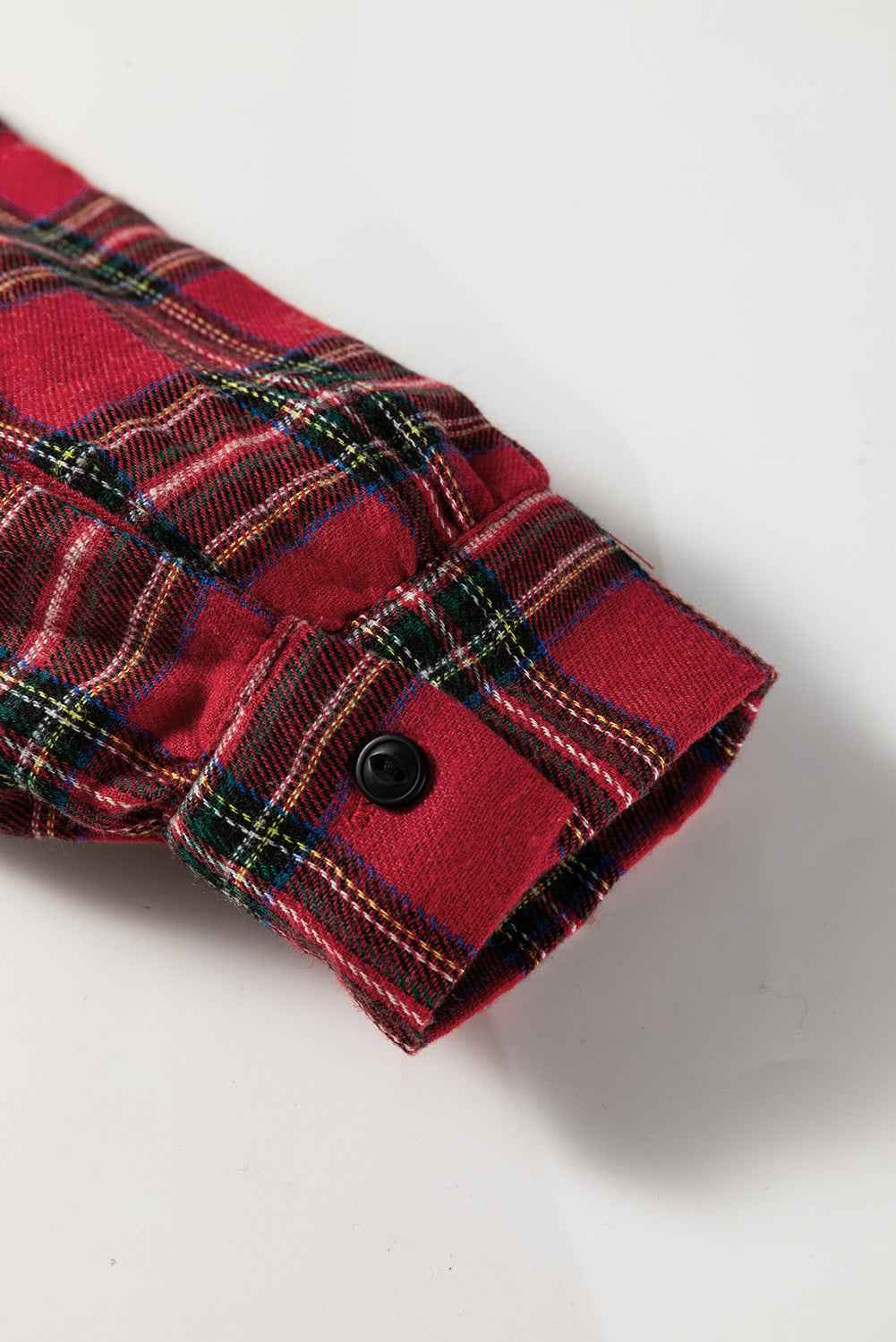 Red Plaid Shirt Collar Half Button Ruffle Hem Long Sleeve Mini Dress 28beddd17d850aa9