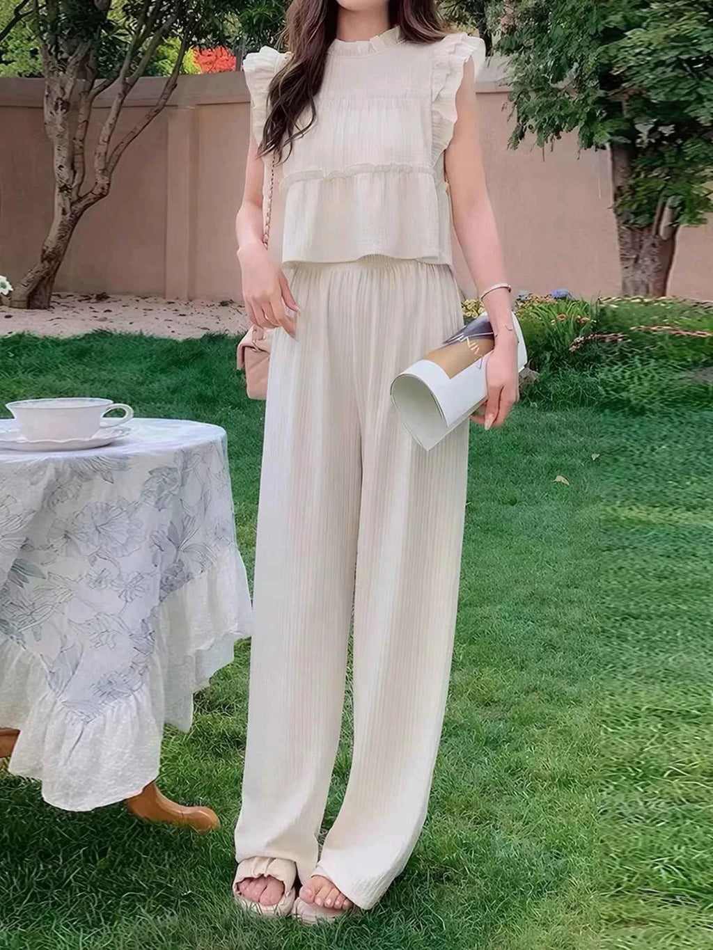 Ruffled Sleeveless Top and Wide Leg Pants Set 28c4df90-a730-408e-8f60-60367d6acca1-Max-Origin