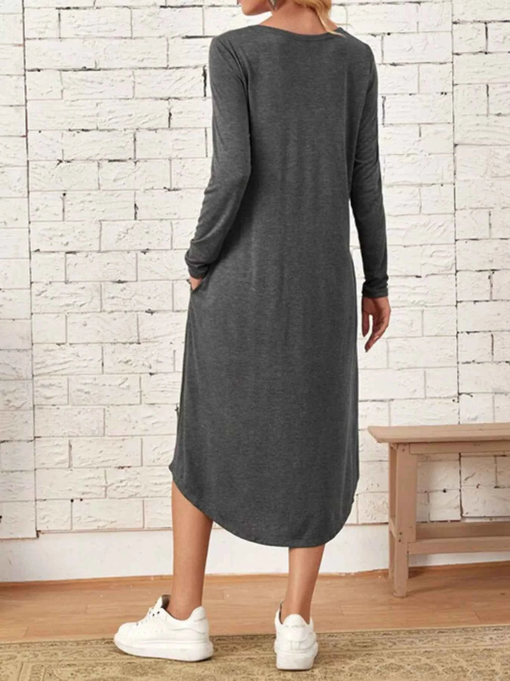 Casual Long Sleeve Pocket Midi Dress 28c72380-0db5-4a24-8877-38d5fa15be5a-Max-Origin