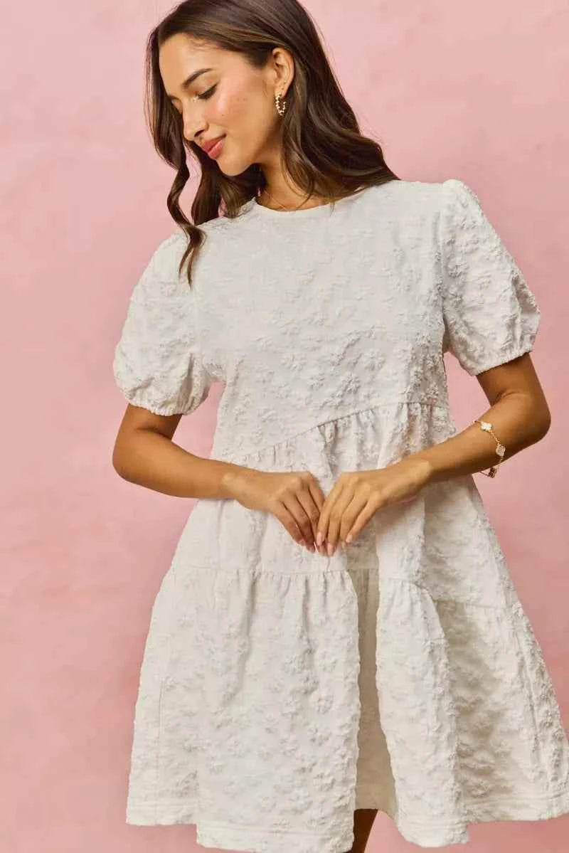 SO ME Floral Jacquard Diagnol Tiered Short Mini Dress 28d5386864424796aa312ce2d82c228a-Max-Origin