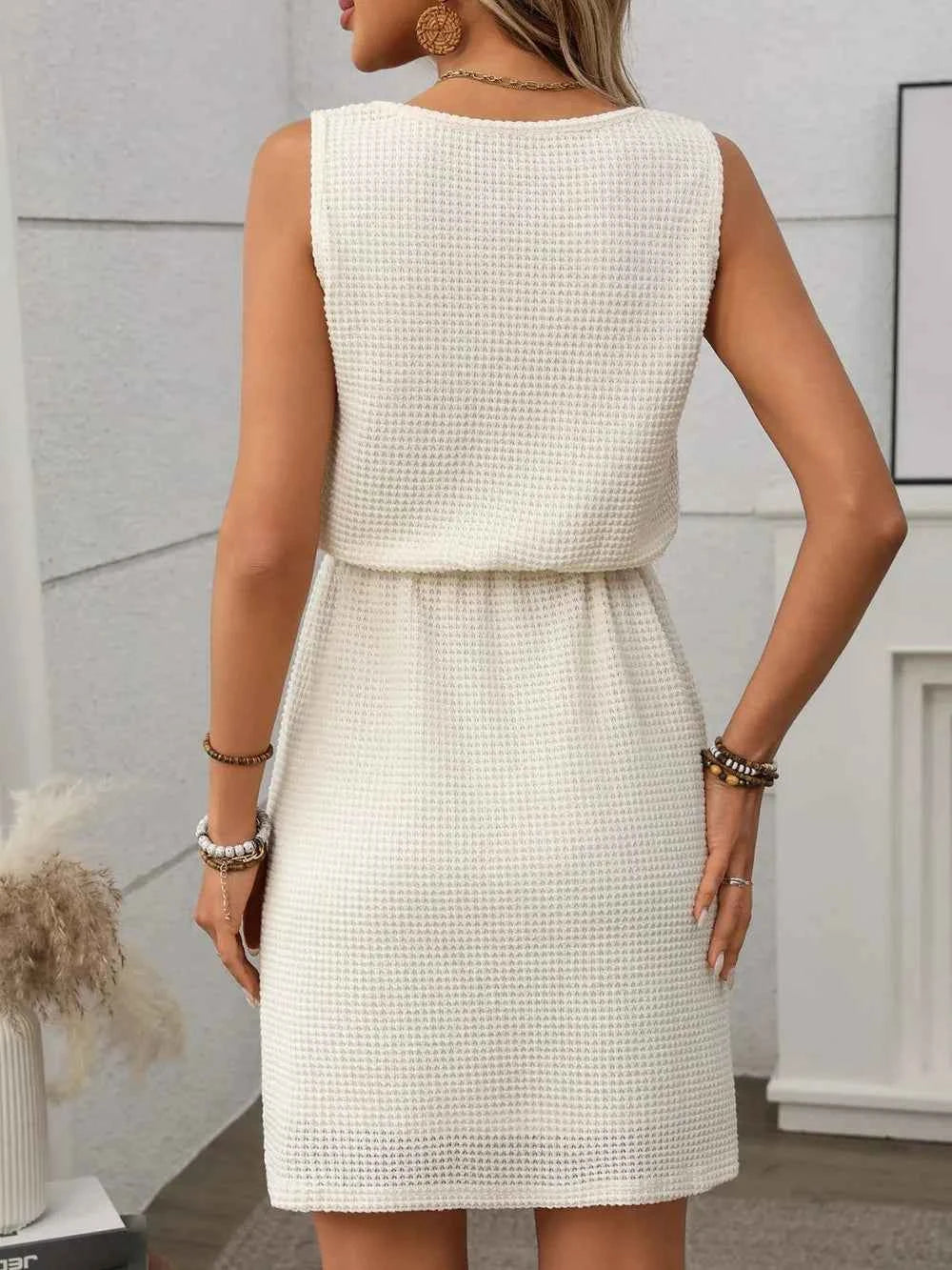 Waffle-Knit Drawstring Mini Tank Dress 28d99658-22b9-46ad-a97f-fe11df5963f2-Max