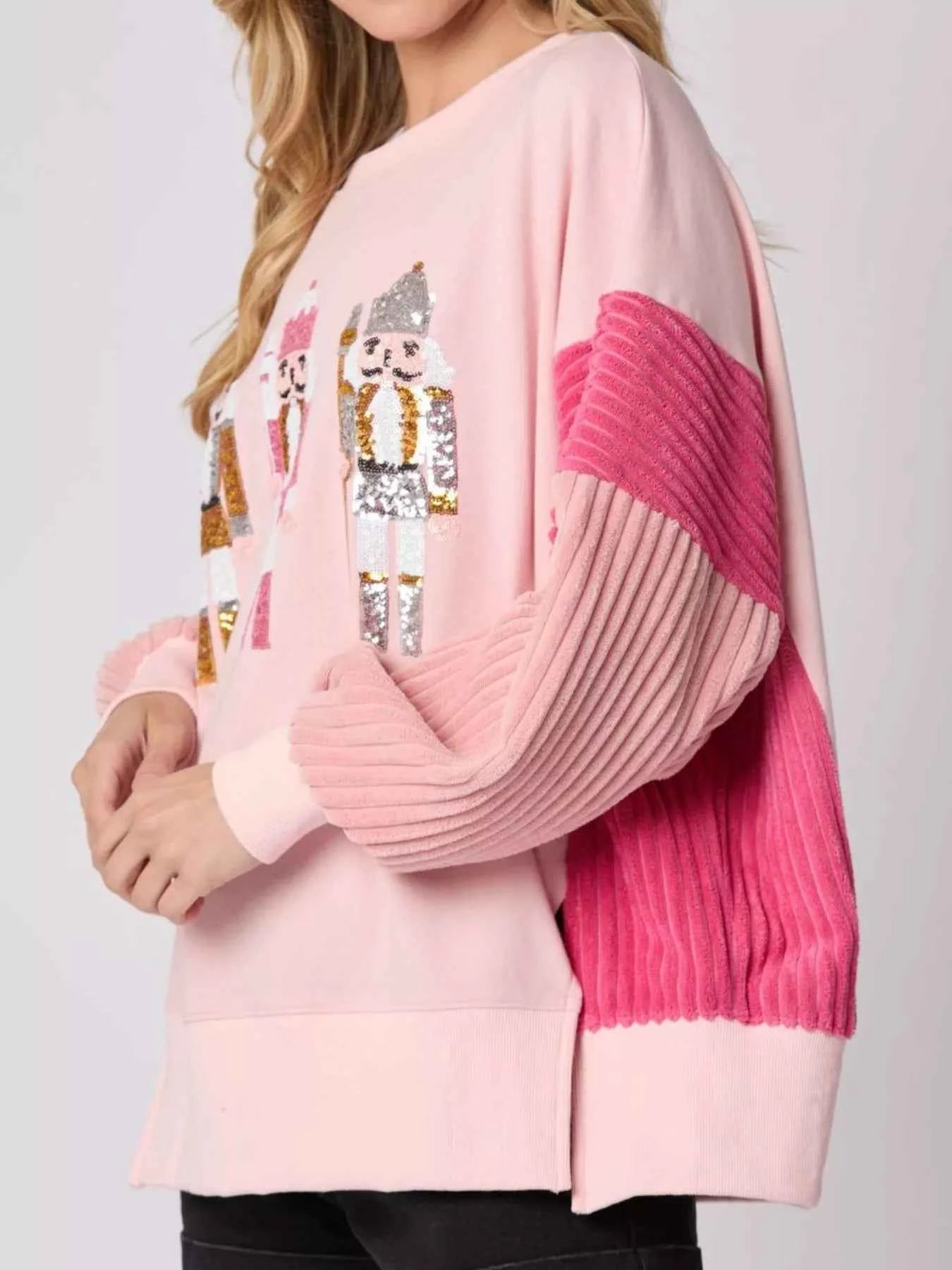 Nutcracker Long Sleeve Sweatshirt with Side Slit 28f16f91-12a8-44a5-848c-105b7868886a-Max-Origin