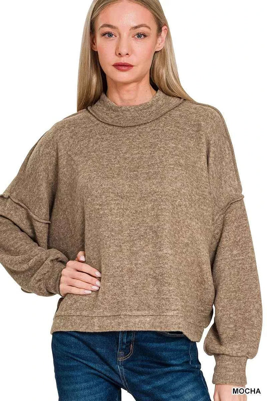 Zenana Brushed Melange Hacci Cropped Sweater MOCHA 28f570c605334bdc8380972adfc99045-Max-Origin