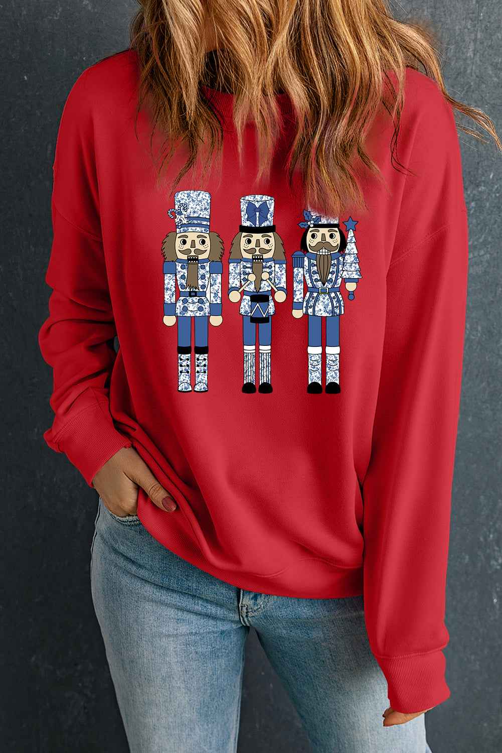 Red Christmas Nutcracker Men Guard Graphic Pullover Sweatshirt 28f6b3c49923a0c5