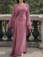 Round Neck Maxi Dress with Flowing Cape Sleeves 28f87d8cf61e48649962a1ceead4a371-Max-Origin