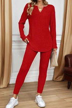 Ribbed Knit Long Sleeve Top and Leggings Set 2905b6dc-afd6-4f06-96e6-17184dd2d09d