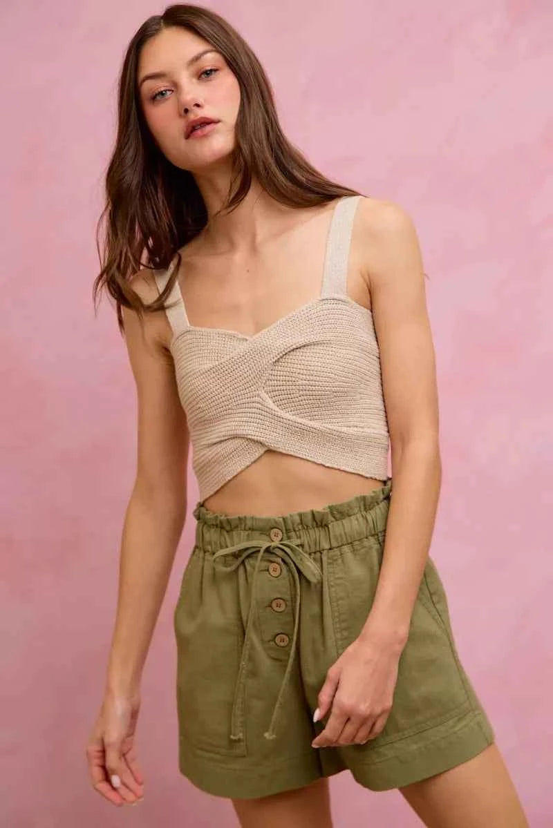 SO ME Paper Bag Patch Pocket Drawstring Twill Shorts 29062e3a62d94cf893fa624d679f95d0-Max-Origin