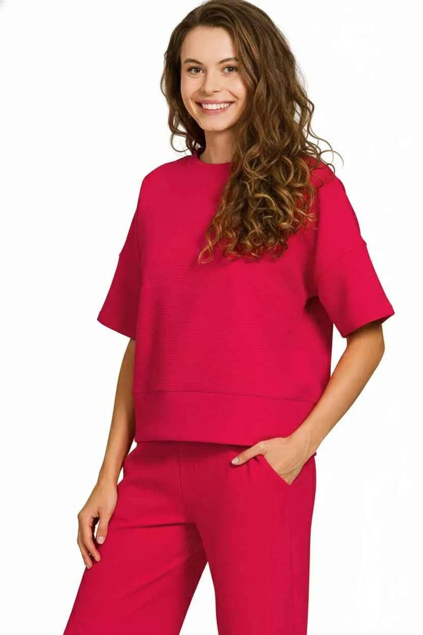 Zenana Ribbed Round Neck Tee & Pants Set 290cbb67-d4c6-400a-9d00-f8c9a9d3aa93-Max-Origin