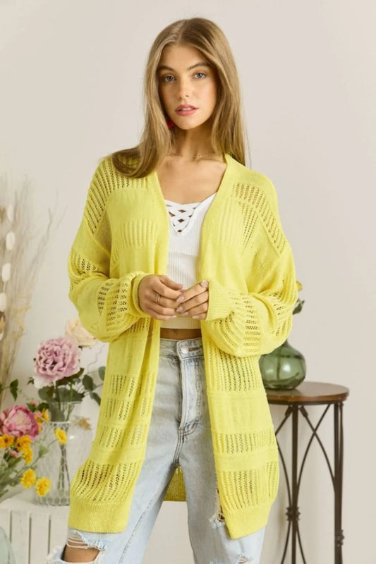 ADORA Lightweight Sweater Knit Cardigan YELLOW