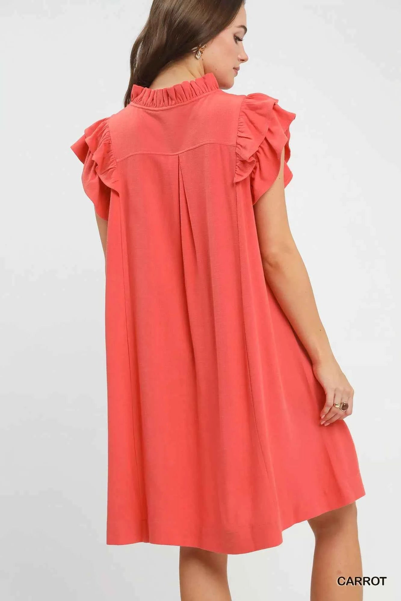 Umgee Linen Flutter Sleeve Shift Dress with Pockets 292b8d33-00ab-4247-b4a5-e48cc895d536-Max-Origin