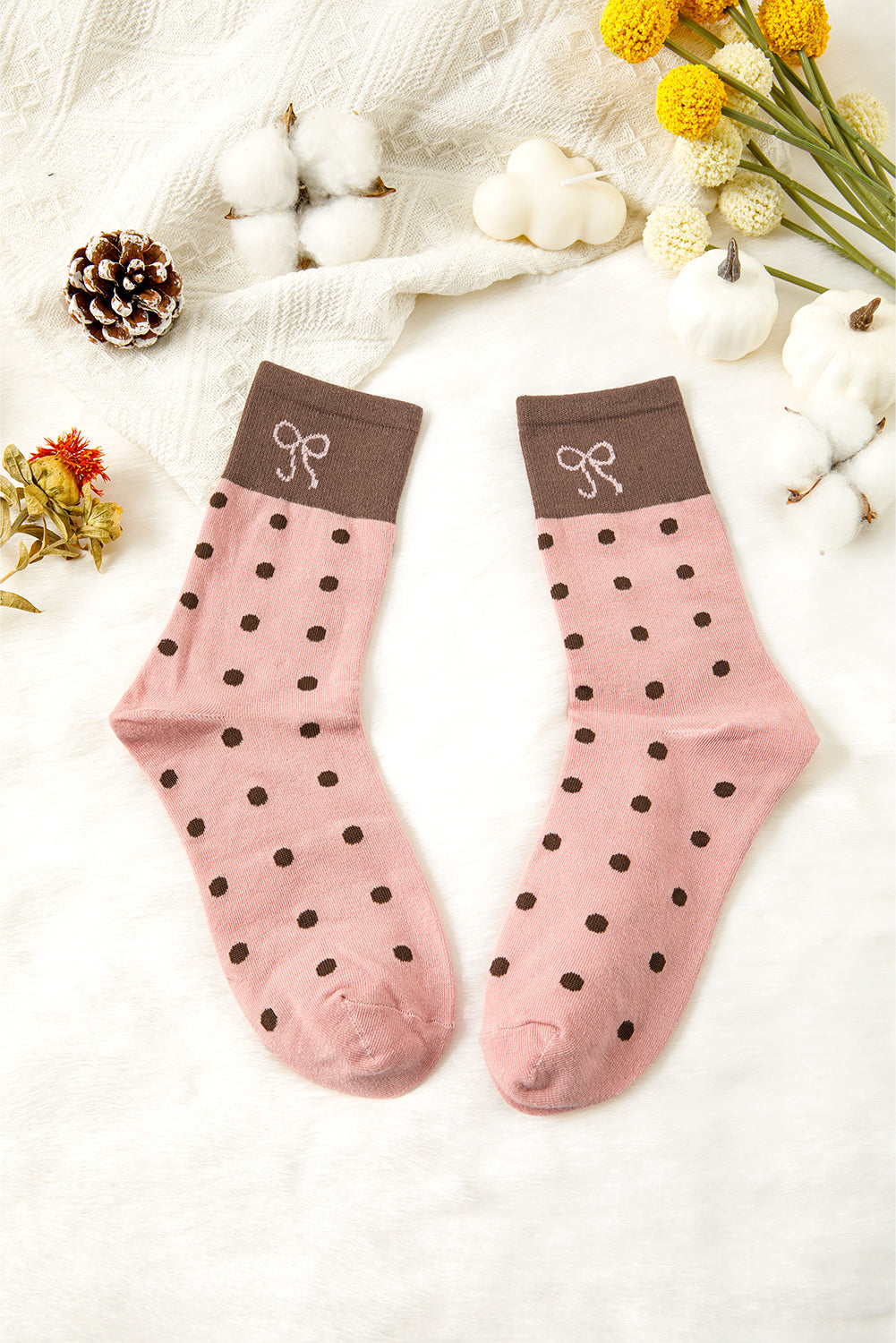 Blossom Bow Polka Dot Colorblock Socks 292c85e8fd8e78c6