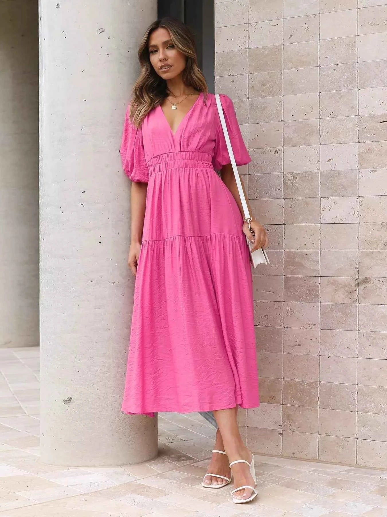 Tiered Puff Sleeve Midi Dress 29334264-0d56-4ce7-8055-d77a9475872a-Max-Origin