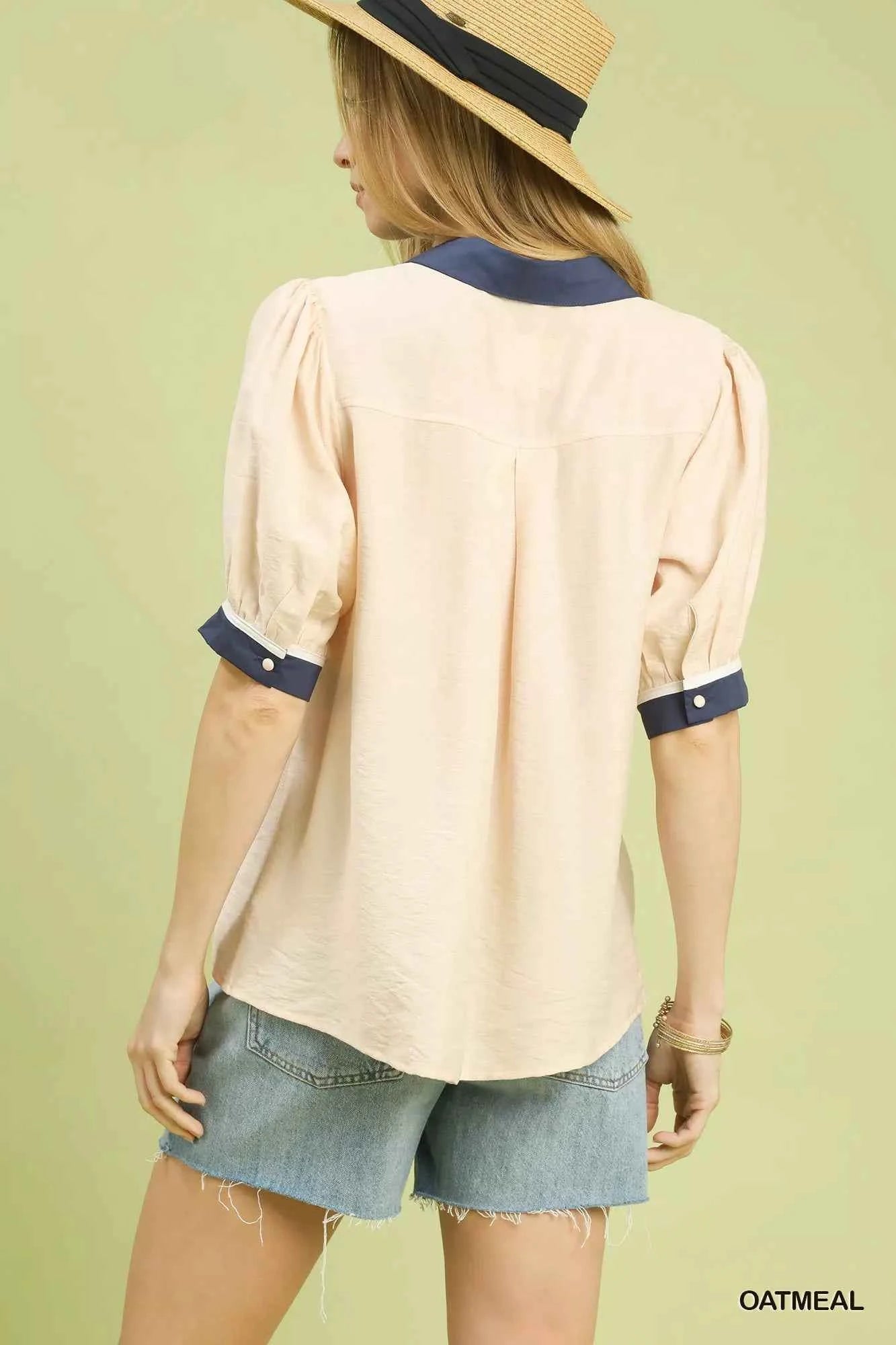 Umgee Embroidered Puff Sleeve Contrast Trim Top 29351aa7-27ac-4620-8f56-1a2e67462f10-Max-Origin
