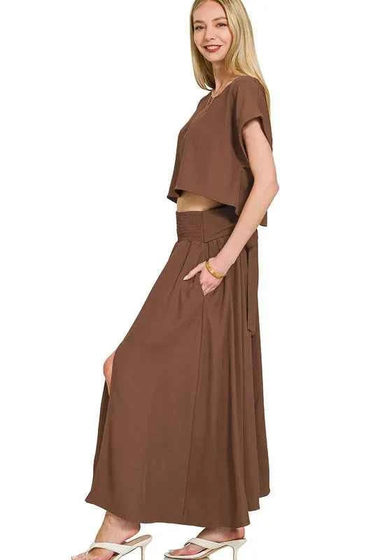 Zenana Heavy Woven Span Crop Tee & Skirt Set 29369b10-cb08-4222-a54f-2402cecdbdd5-Max-Origin