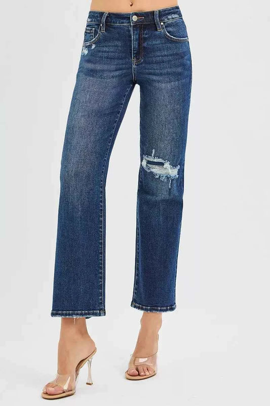 High Rise Crop Slim Straight Jenas with Hidden Knee Patch 293d81517741433a8135a0e13d090251-Max-Origin