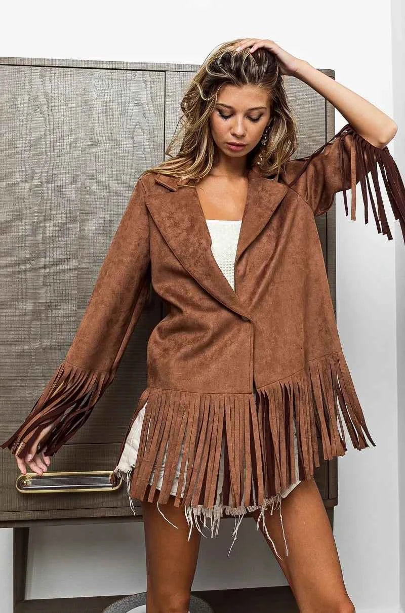 BiBi Suede Single Blazer with Fringed Hem 293f7e76da5b401188a5277fbbd30355-Max-Origin