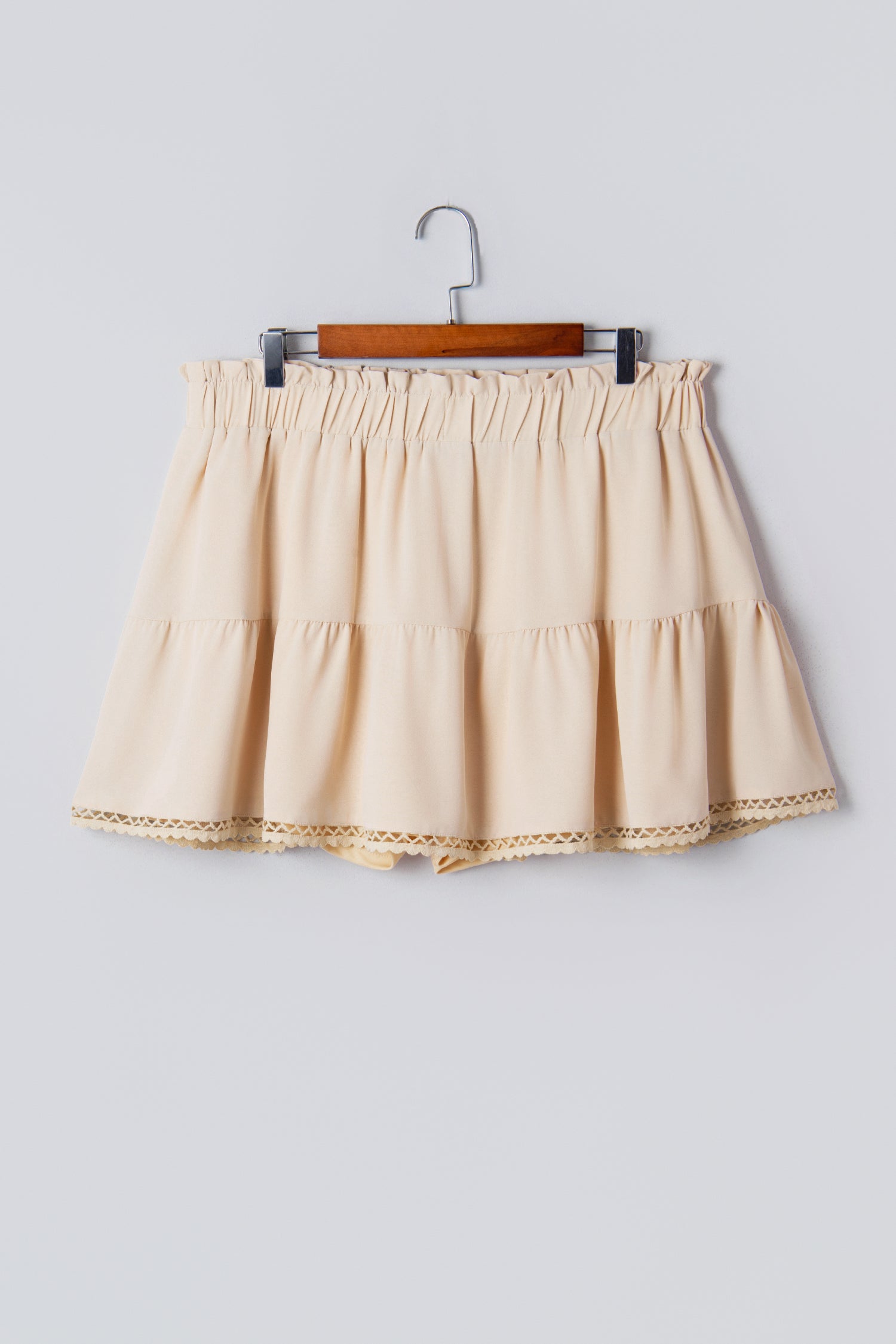 Parchment Plus Size Frilled Elastic Waist Lace Trim Boho Ruffled Shorts 294c5658b812c96e