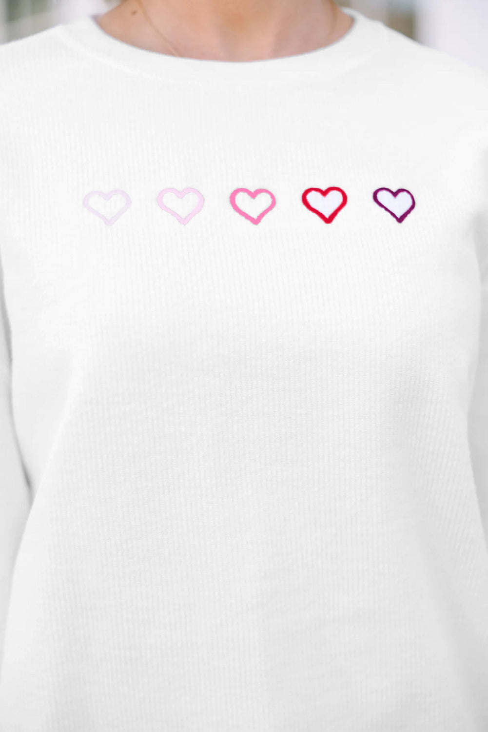 Pink 3d Ribbed XOXO Heart Embroidered Drop Shoulder Sweatshirt 295e76f92720a3ac