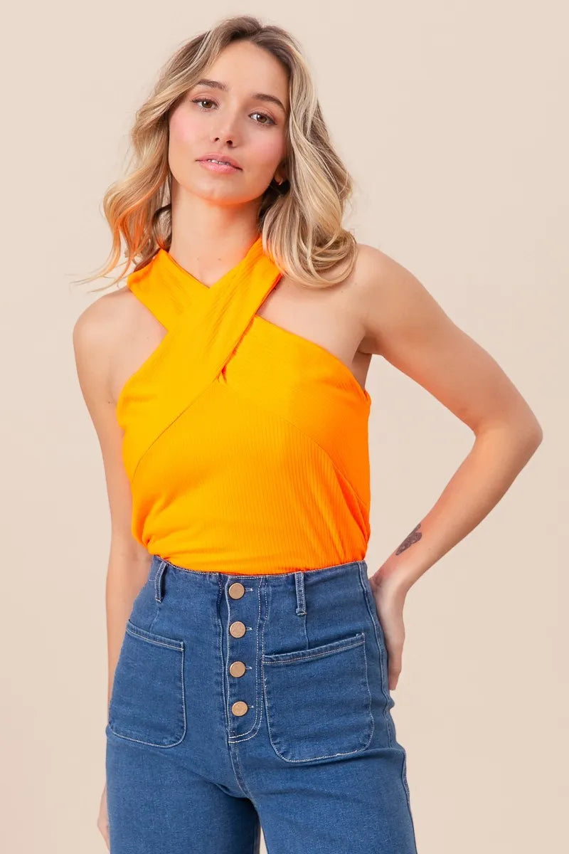 BiBi Rib Knit Cross Neck Banded Top NEON ORANGE 296625e28db64176a208d4fc1a86ad6f-Max-Origin