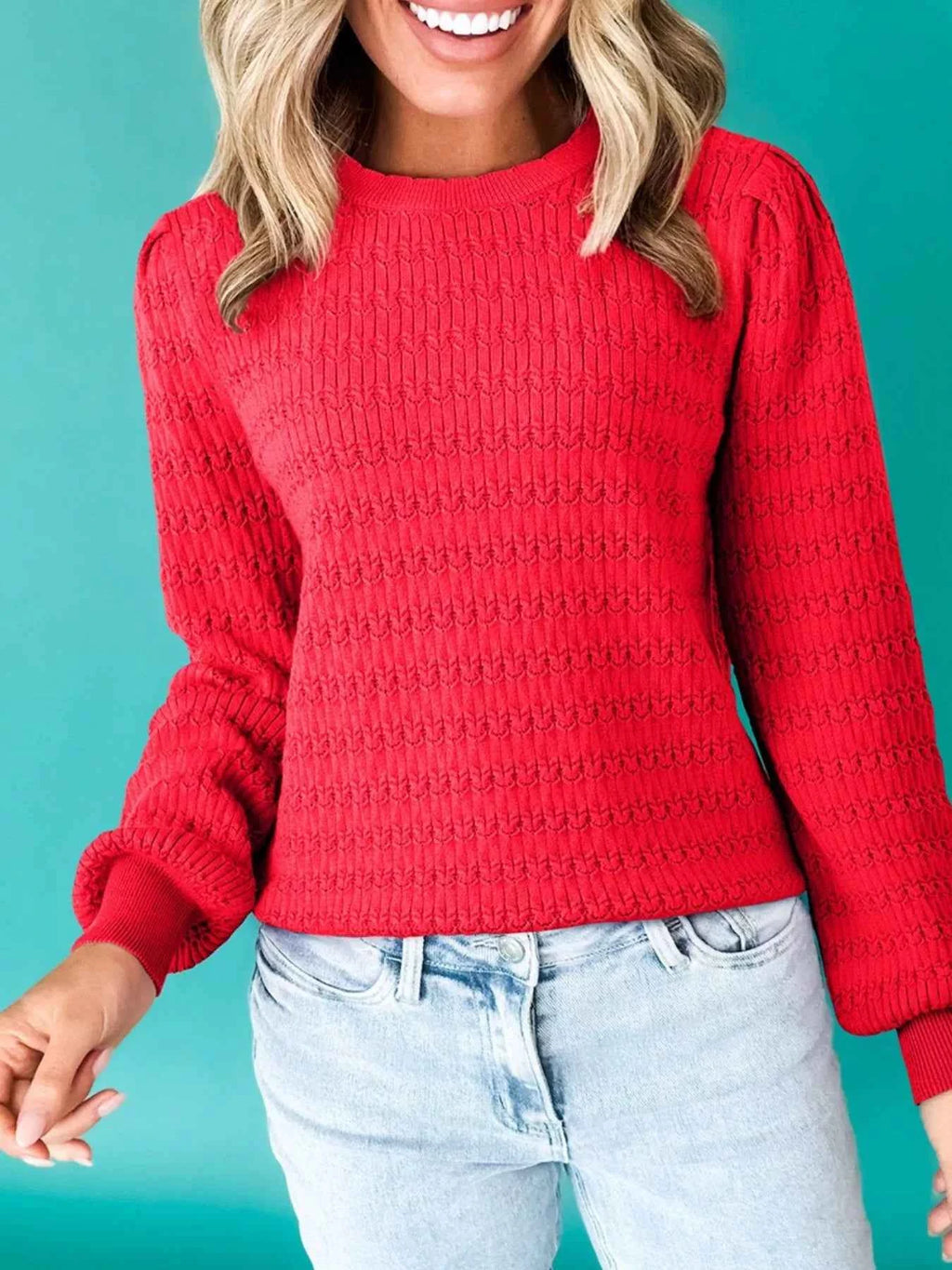 Ribbed Cuffs Crew Neck Sweater 2968aba3-a759-4dc8-ab81-9182455f07c9-Max-Origin