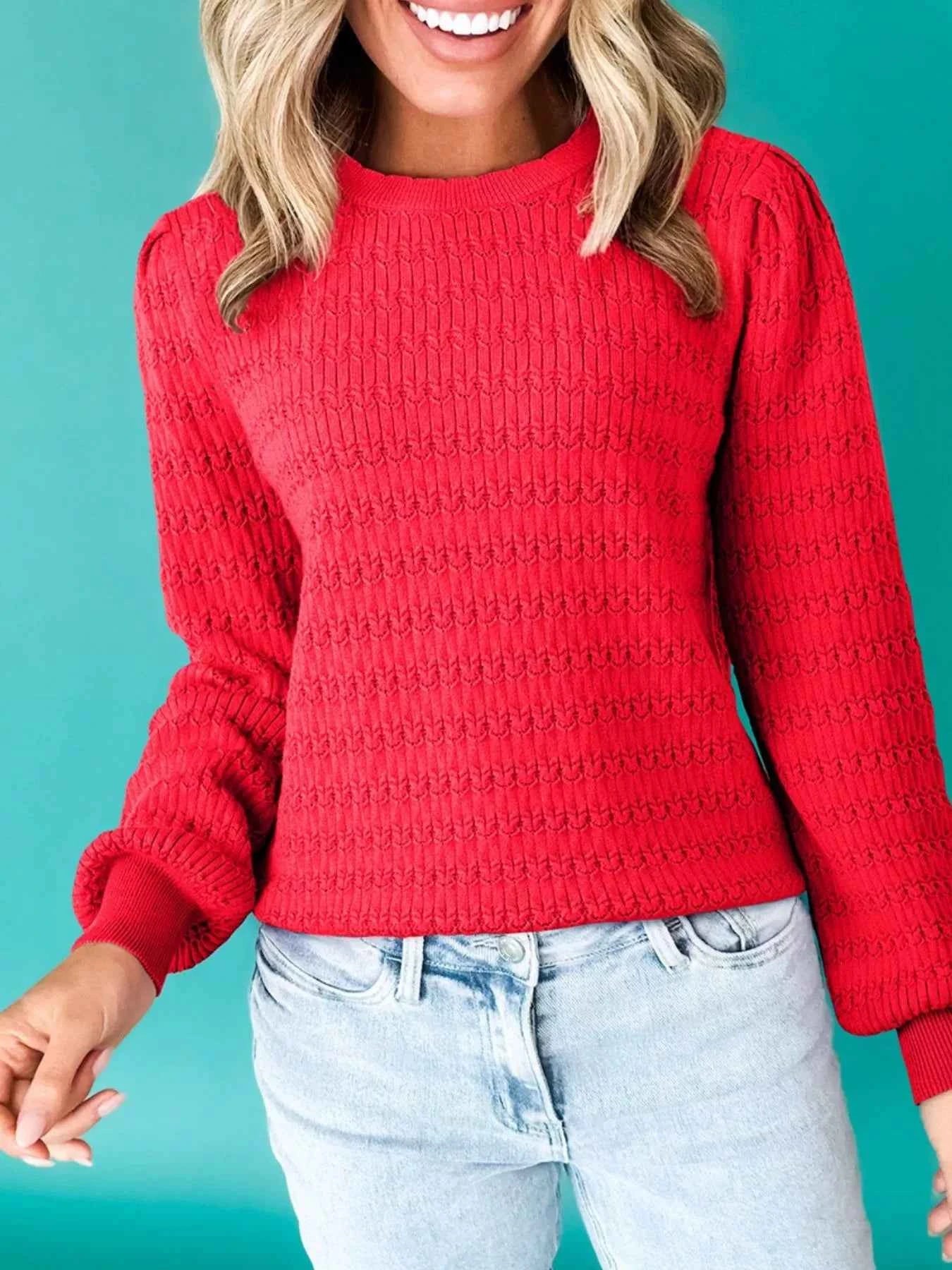 Ribbed Cuffs Crew Neck Sweater 2968aba3-a759-4dc8-ab81-9182455f07c9-Max-Origin