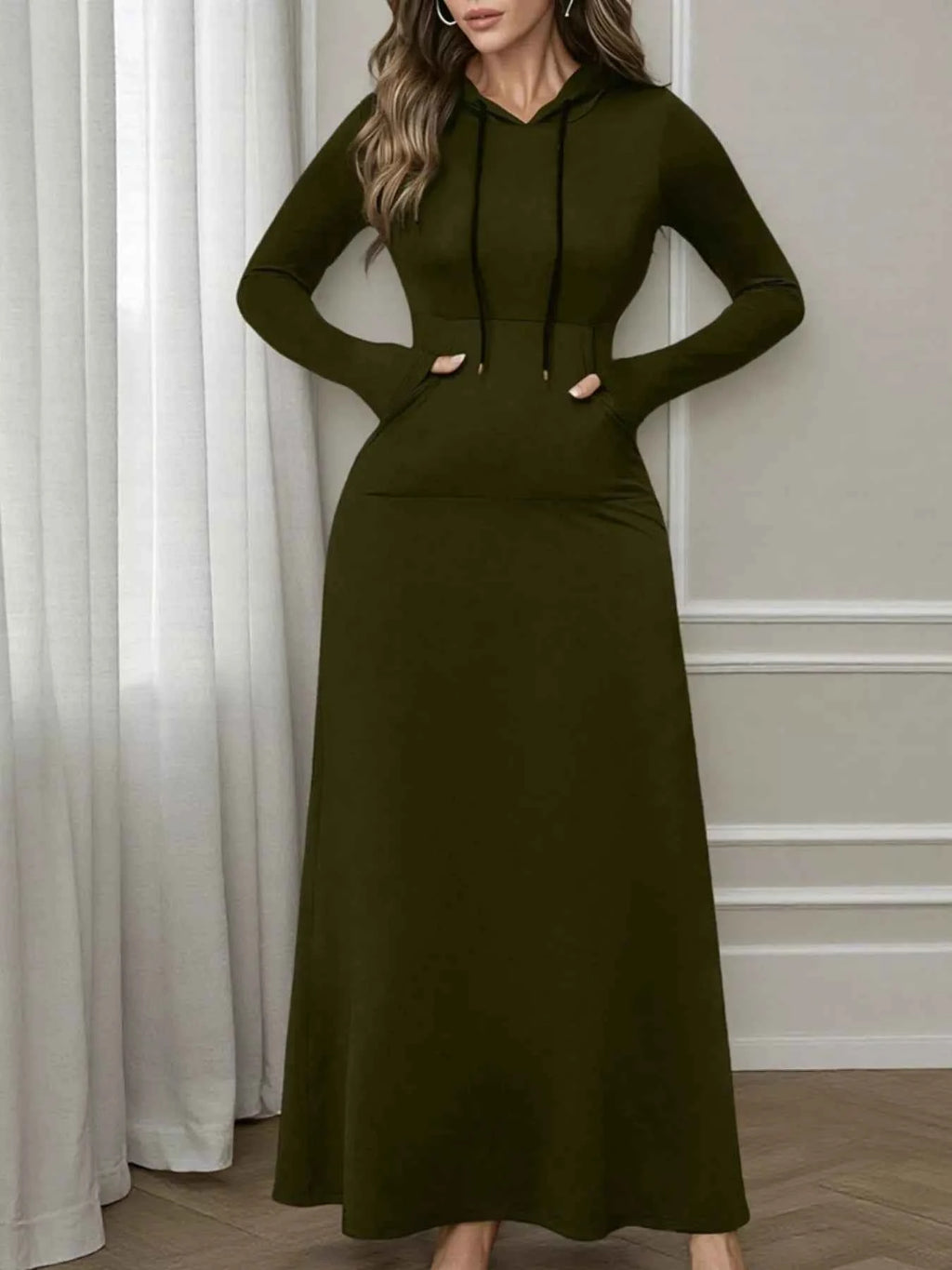 Drawstring Long Sleeve Hooded Maxi Dress 297041f7-def4-4f11-9949-e1aa0229b60f-Max-Origin