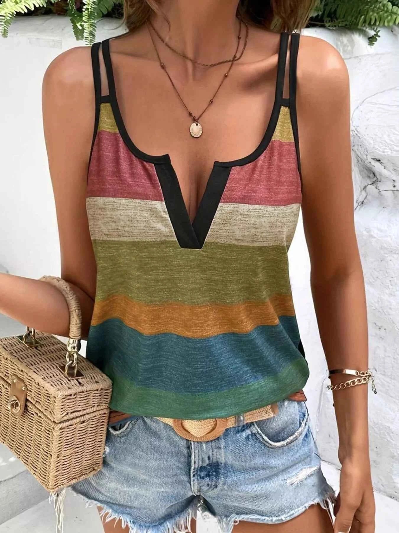 Color Block Double Spaghetti Strap Cami 2986ebd505664b05ae388a45957adf95-Max-Origin