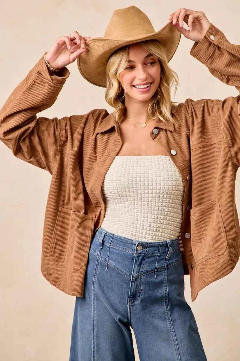 Corduroy Relaxed Fit Shacket with Back Pleat 2993589978814adc94fd795097244251-Max-Origin