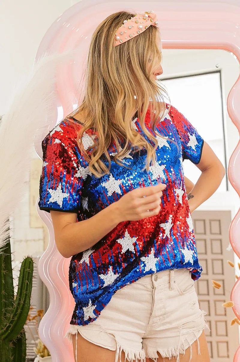 BiBi American Theme Star Pattern Sequin Top 2998bfbc80574de4bb678972229da661-Max-Origin