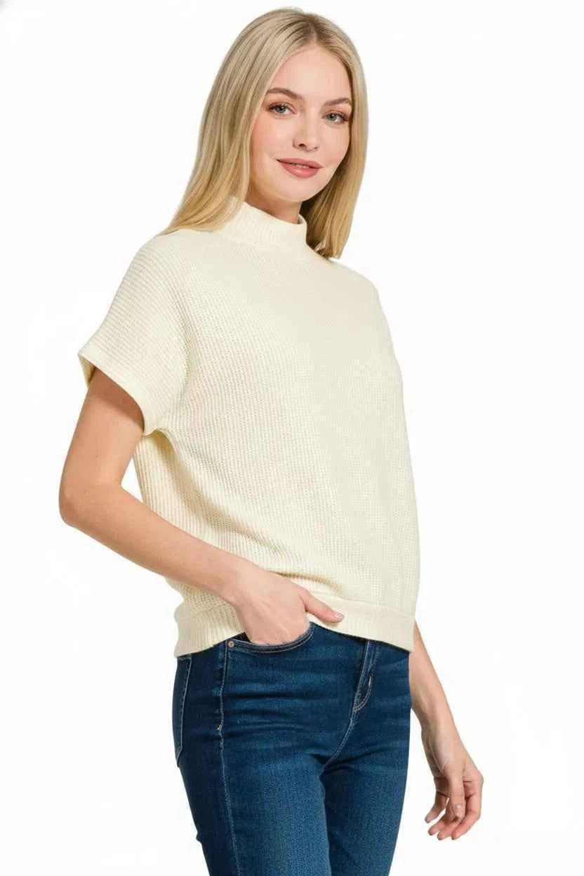 Zenana Mock Neck Short Sleeve Sweater 29995046-e6cd-4edc-a30b-caf906a0c849-Max-Origin