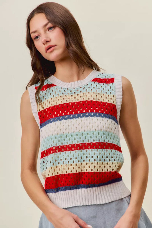 Tie Back Multi Stripe Sweater Knit Tank Top RED MULTI 29a5abaf-c3c3-4521-8fed-44e28e35b908-Max-Origin