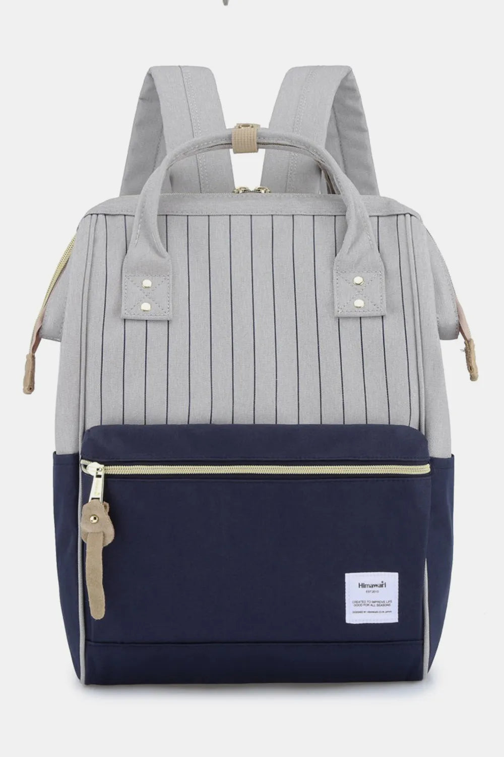 Himawari Waterproof Canvas Backpack Bag with Side Pockets Grey Navy One Size 29ac6a4c-72f7-4271-a0bb-d17dc297a911-Max