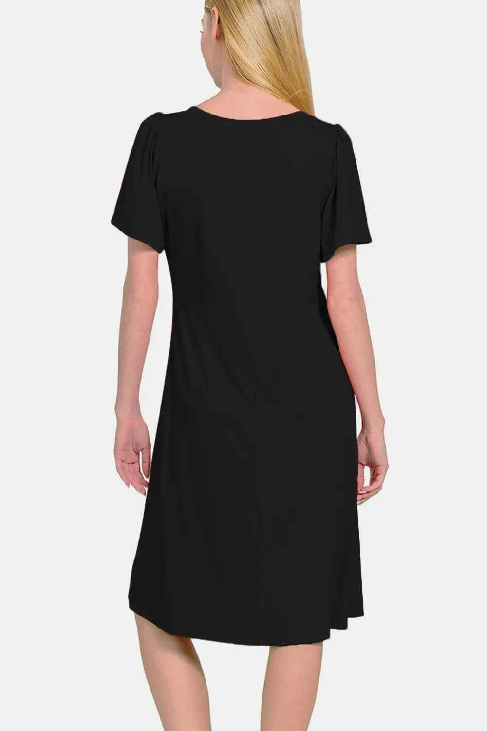 Zenana V-Neck Short Sleeve Dress 29affbb7-5591-4a08-bf1c-6e05c986b496-Max