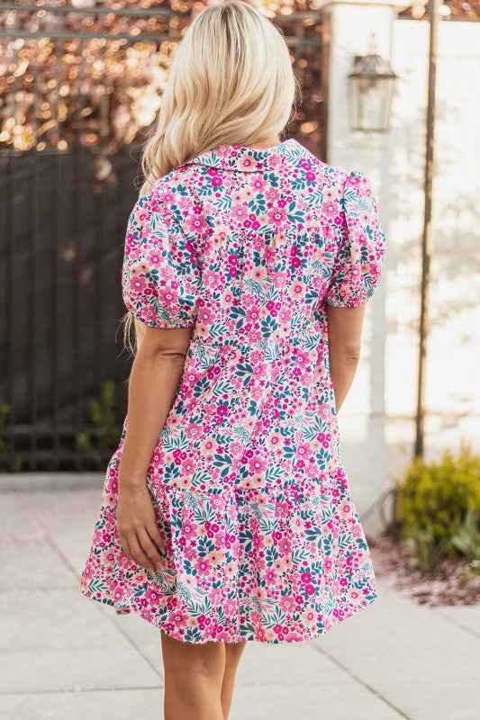 Floral Collared Half-Placket Short Sleeve Mini Dre 29bc53a7-2e27-4a24-a000-5af3f1b10629