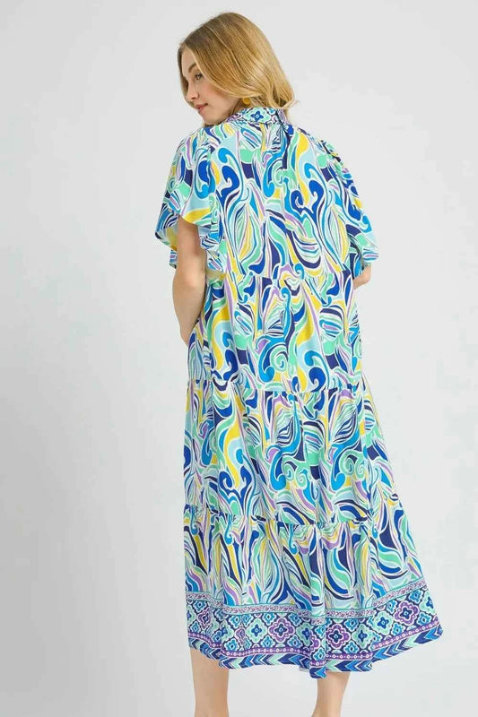 Printed Short Sleeve Tiered Midi Dress 29d1e1f9-f074-4454-ad63-f12ee585ef19-Max-Origin