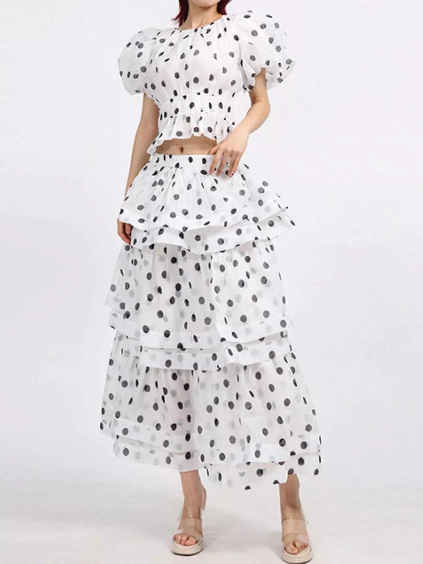 Polka Dot Puff Sleeve Top and Skirt Set 29da8207-d2a5-4416-b56b-e669f19ede4e-Max-Origin