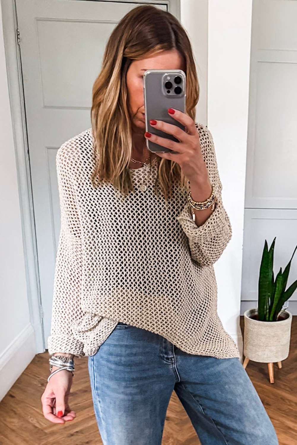 Coral Crochet Hollow-out Knit Sweater 29e27036d32f304b
