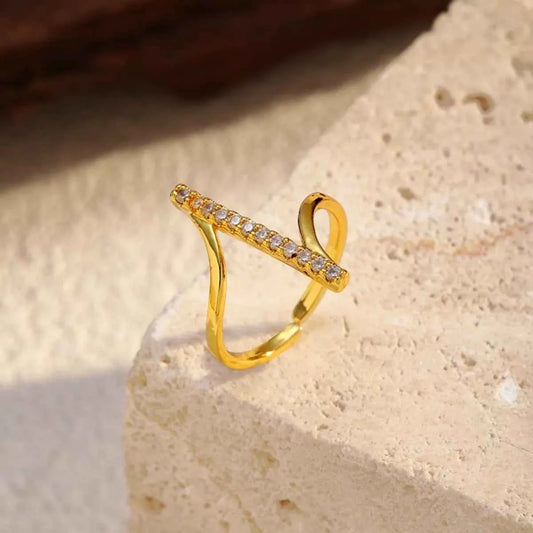 Irregular Rhinestone Ring Gold One Size 29ede909-da1d-4022-b412-bc3cda50b254-Max-Origin