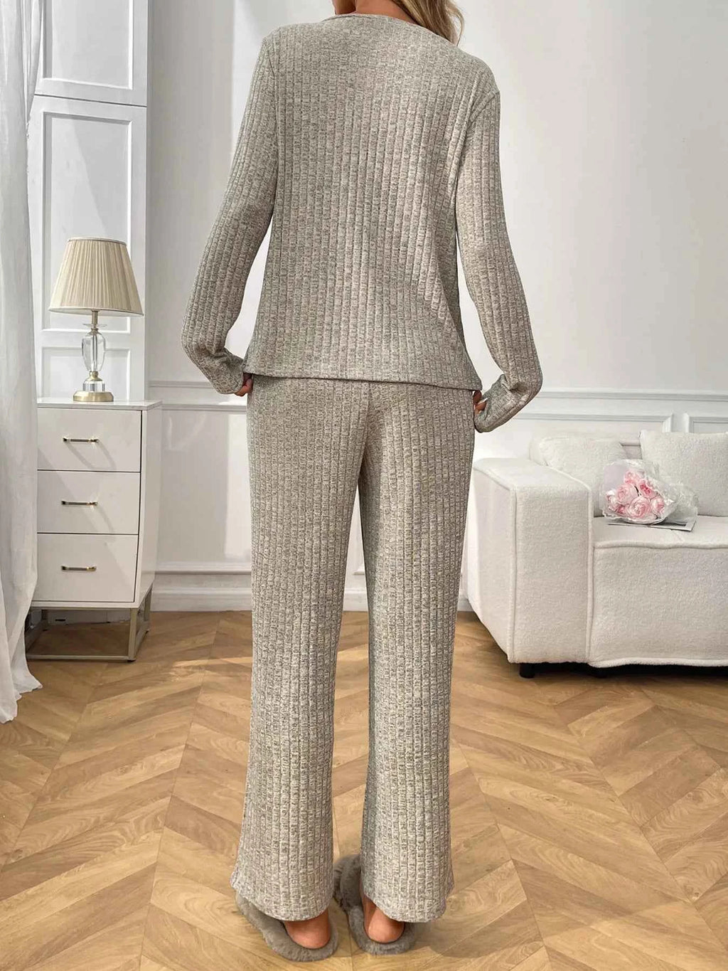Ribbed Long Sleeve Top and Pants Lounge Set 29eea593fe2e4b8283eb92d696c88ec2-Max-Origin