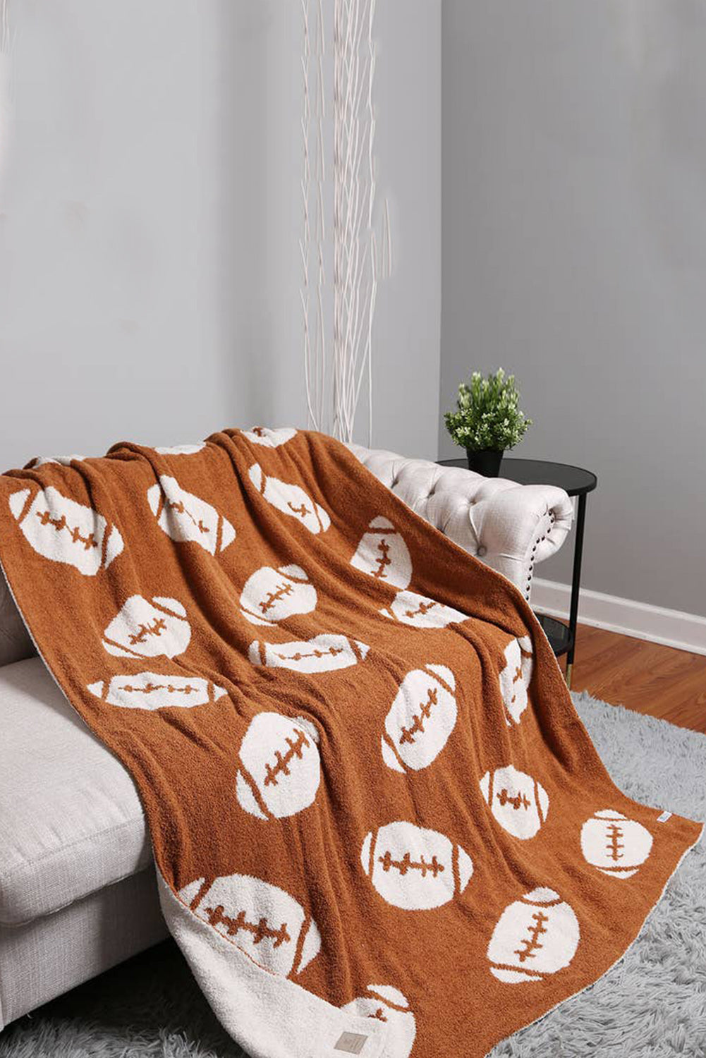 Chestnut Football Pattern Color Block Throw Blanket 2a057ac604f8303e