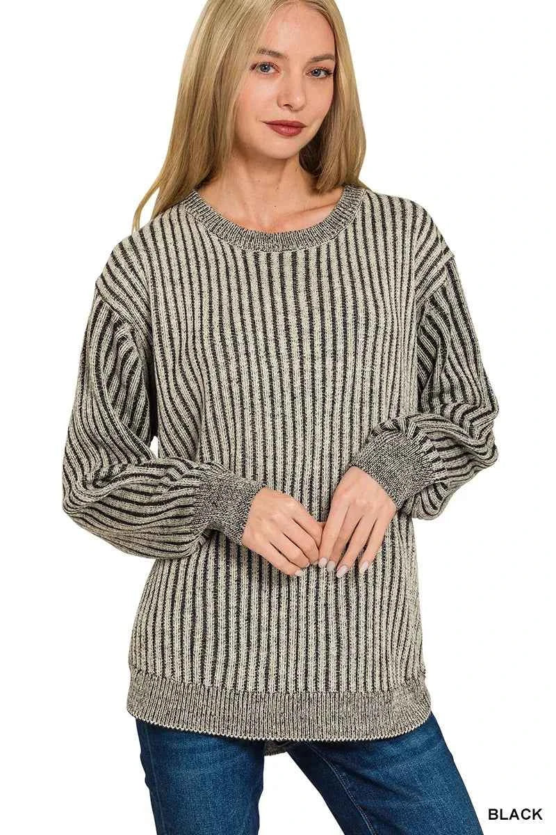 Zenana Curved Hem Two-Tone Ribbed Sweater BLACK 2a060787e373483fa9c2afd044e7b9aa-Max-Origin