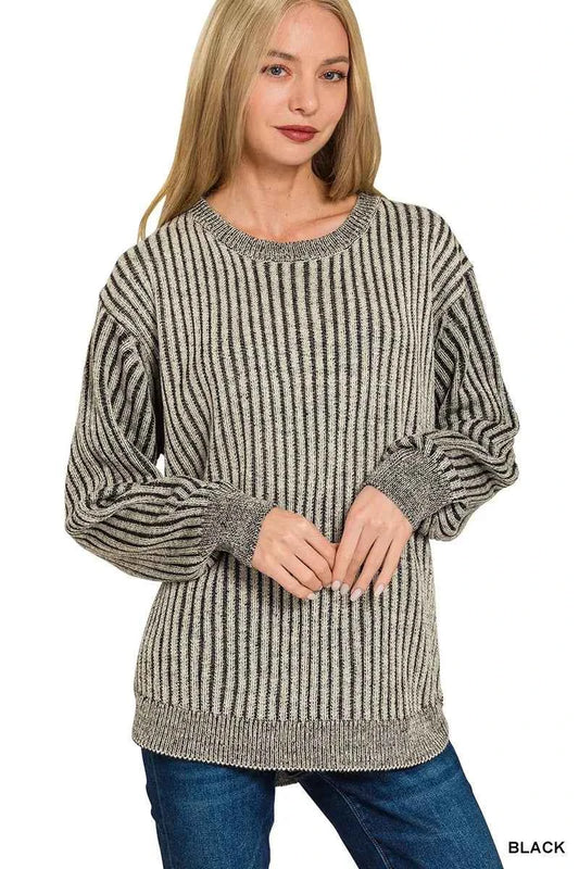 Zenana Curved Hem Two-Tone Ribbed Sweater BLACK 2a060787e373483fa9c2afd044e7b9aa-Max-Origin
