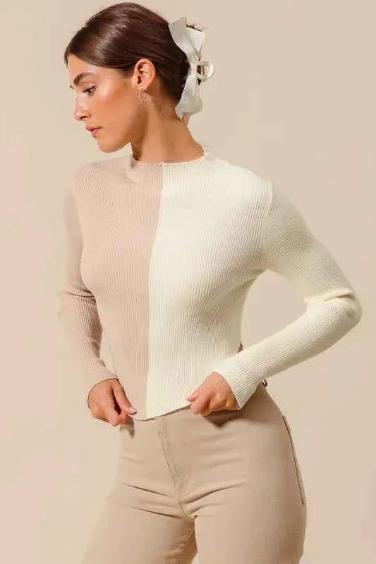 Color Block Fitted Crop Sweater Top 2a15f3d1f4da4cd38e46b0006c8ac442-Max-Origin