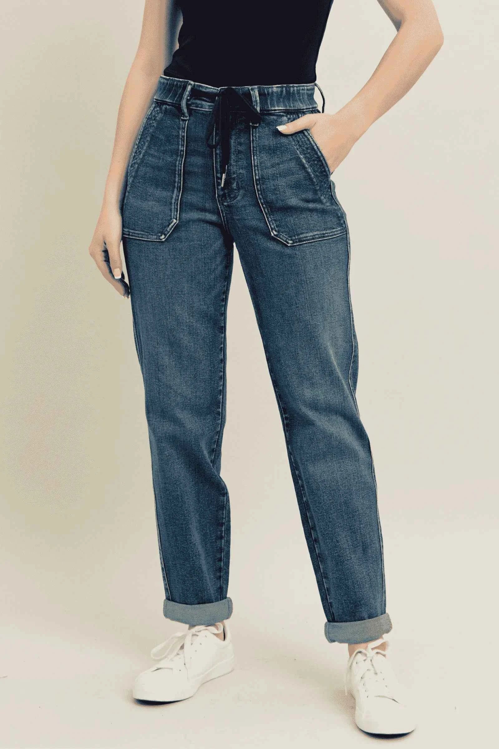 Full Size HW Vintage Wash Jeans w/ Drawstring Plus Size Dark 2a174844-7c0b-4399-92ea-a36e70c49646-Max-Origin