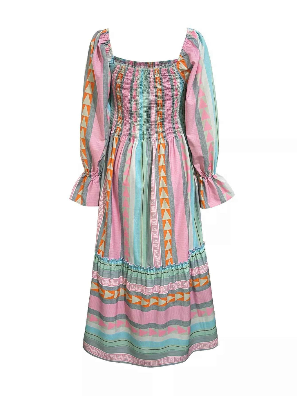 Smocked Square Neck Flounce Sleeve Maxi Dress 2a215ac9-a81c-464e-bcbd-cd861e3ff7f8-Max-Origin