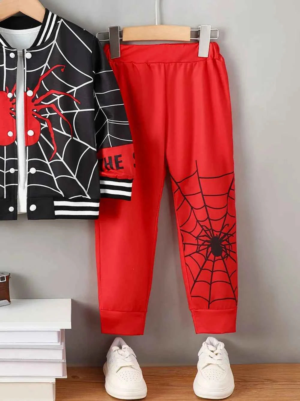 Spider Baseball Collar Top and Pants Set 2a4109d1-90f2-4ea2-9de9-96c08f2c8d60-Max