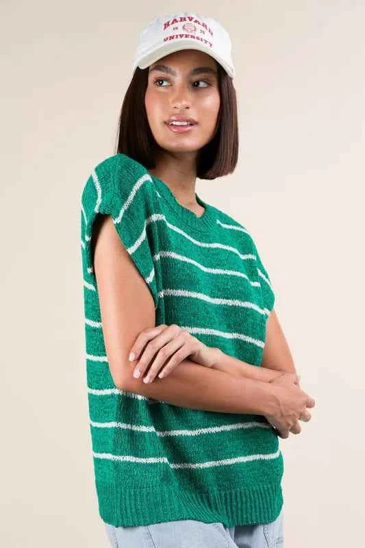 VERY J Striped Knit Sweater Vest Top 2a47ec1931c04166961041ba5e8fc609-Max-Origin