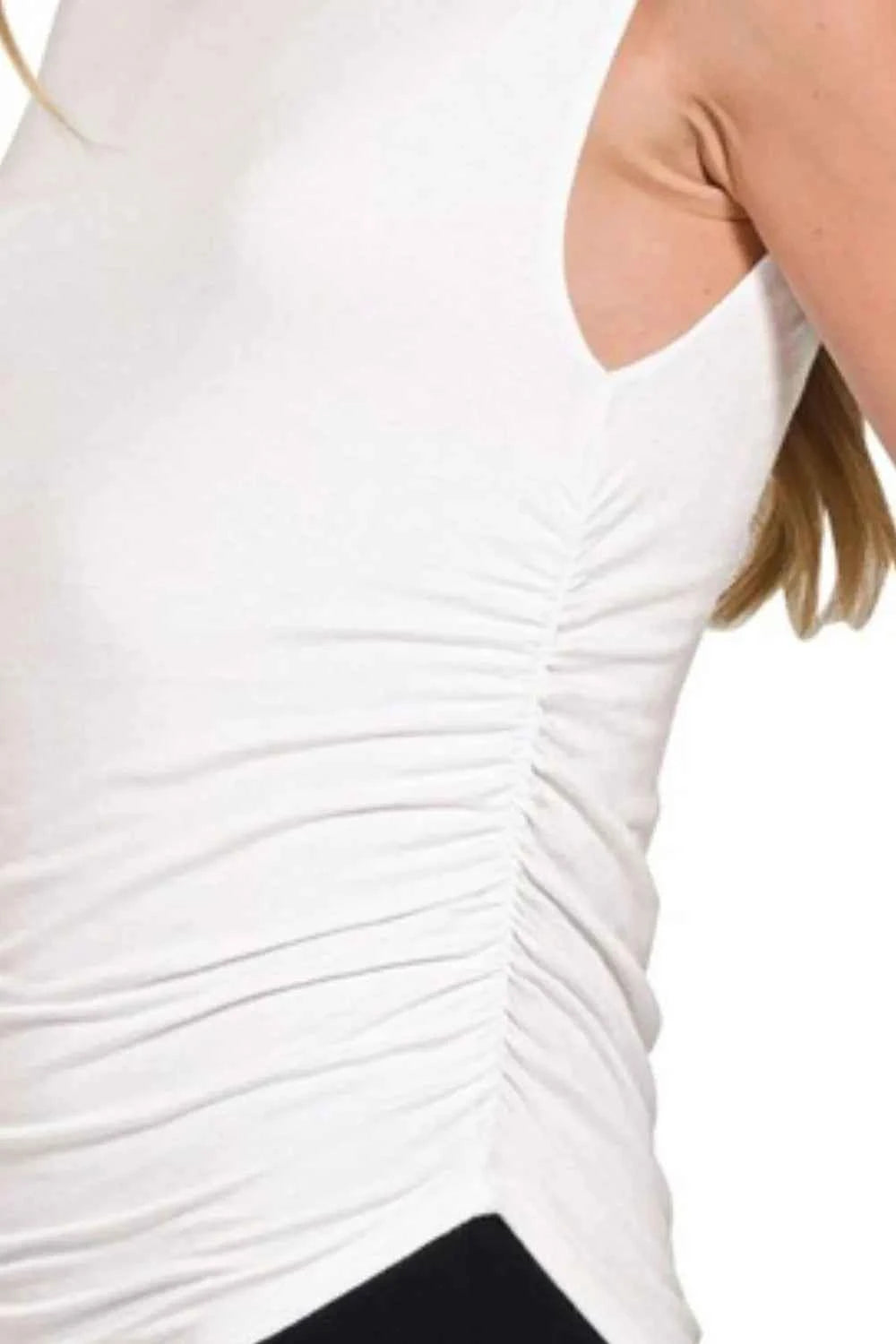 Zenana Double Layered Ruched Side Mock Neck Top 2a4a0571-a764-451c-a43f-7f5cb7158beb-Max-Origin