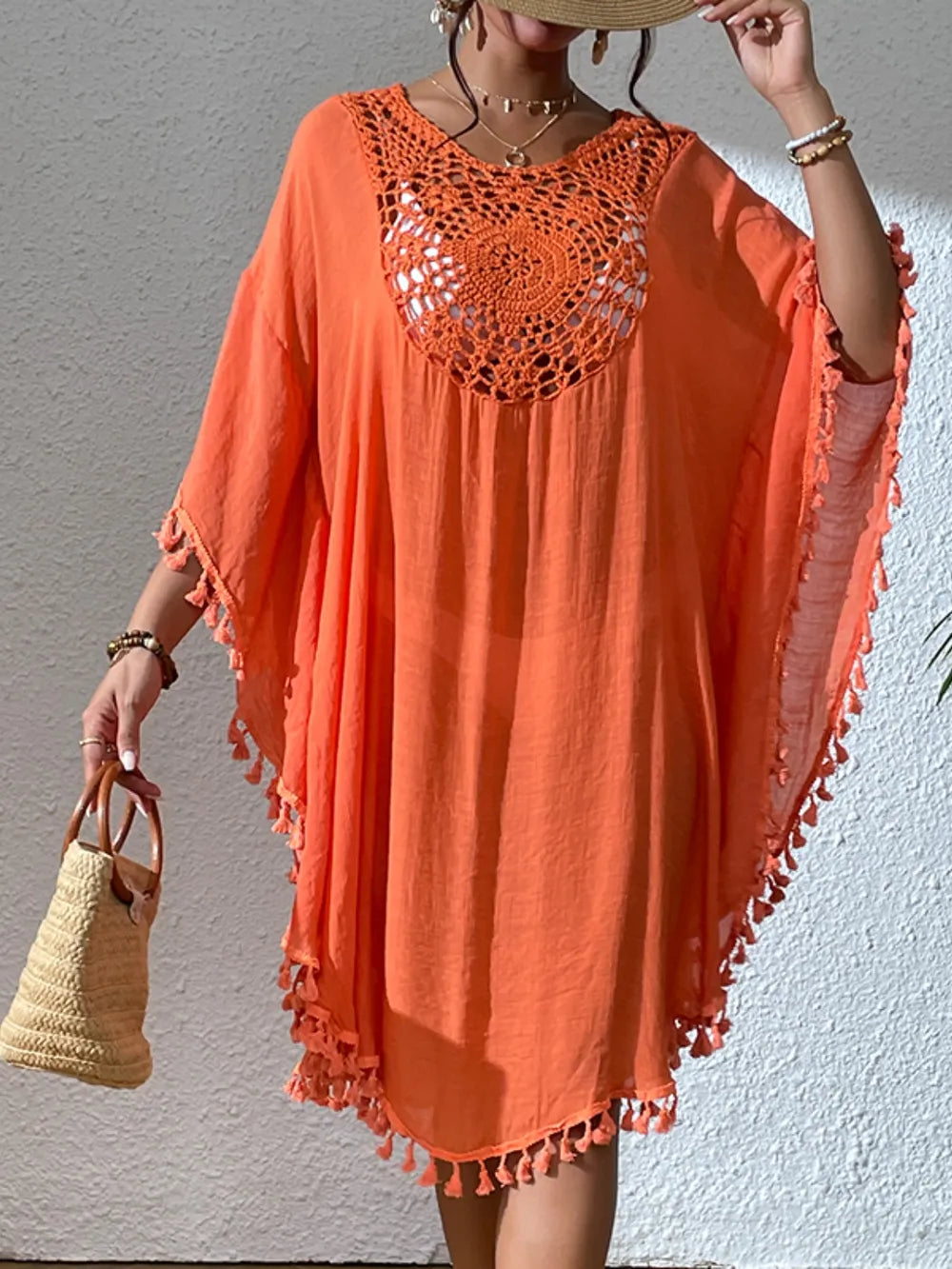 Tassel Cutout Scoop Neck Cover-Up Dress 2a4fe64d-e0c2-4509-8c7d-cd2c453a1e1e-Max